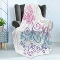 thumbnail image 4 of Sketch Art Soft Flannel Fleece Blanket, Butterfly Flowers and Swirls Colorful Gradient Tones Style Doodle, Cozy Plush for Indoor and Outdoor Use, 70" x 90", Hot Pink Purple Sea Blue, by Ambesonne, 4 of 5