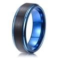 thumbnail image 3 of Wedding Rings For Men. 8mm Black Matte Tungsten Wedding Band w/ Blue Inlay, 3 of 4
