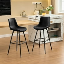 COOLHUT 28" Dining Chairs Set of 2, Modern Kitchen & Dining Room Chairs, Upholstered Faux Leather Dining Chair, Armless Dinner Side Chairs with Sturdy Metal Legs (Black, Set of 2)