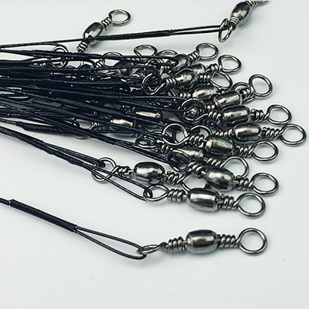 Fishing Tools Fishing Line Steel Wire Leader With Swivel And Snap 20Pcs/Pack Black (Best Way To Tie A Swivel On Fishing Line)