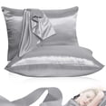 thumbnail image 4 of Funda de almohada 2pcs Funda de almohada de satén de poliéster Ropa de cama Funda de almohada para dormir, Gris, UK / US-Q, 20x30 Pulgadas sidaley HA003643-11, 4 of 7