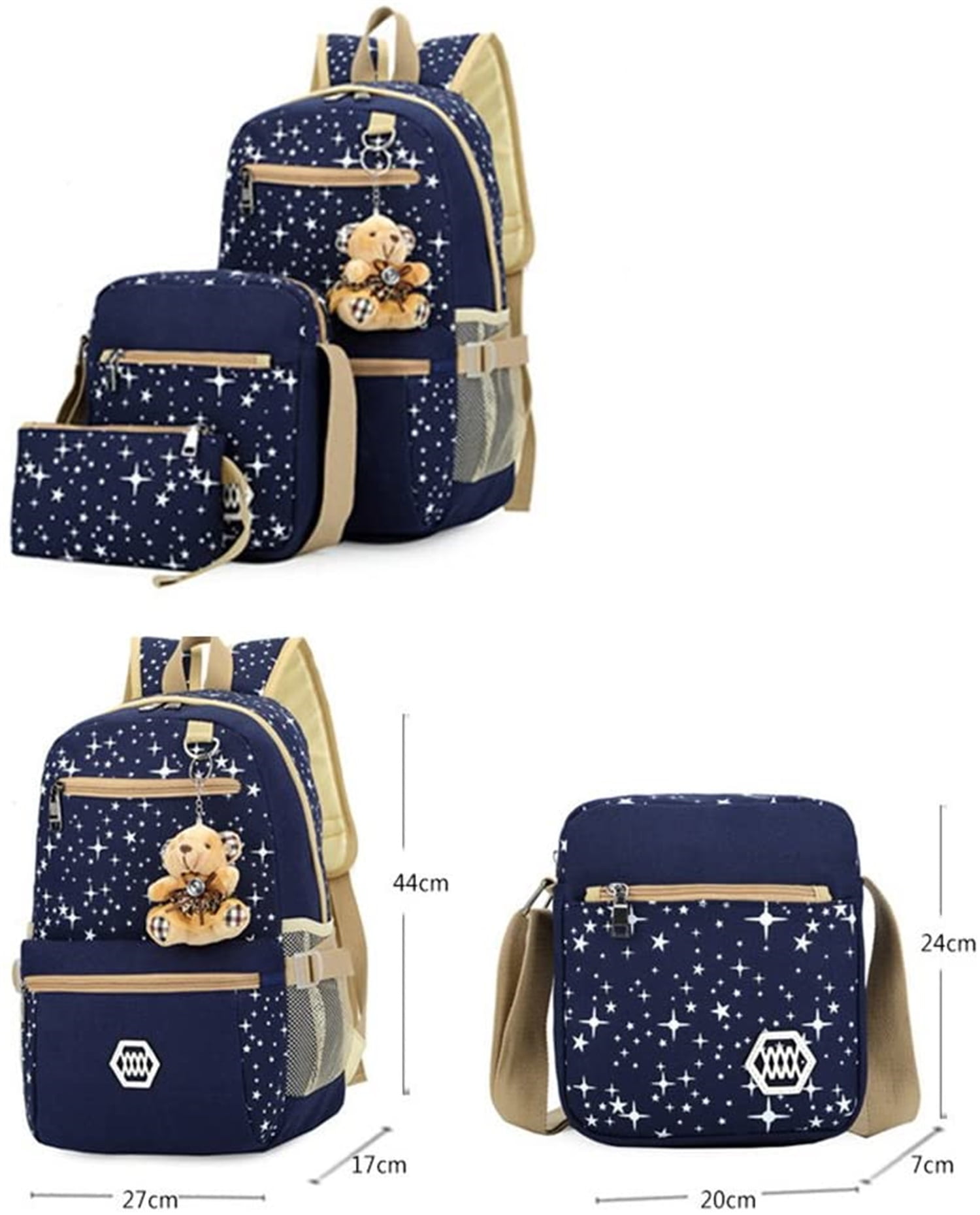 3Pcs/Sets Backpacks for Teenage Girls for School, Canvas Backpacks for Girls Scatchel Rucksack Backpacks for Middle School, Causual Backpack for Traveling