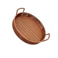 thumbnail image 1 of Matsuzay Bandeja tejida hecha a mano, bandejas de almacenamiento redondas con asa, de fruta ligero, cesta de almacenamiento de cocina Decoración del hogar Marrón 25 cm * 4.5 cm, 1 of 6