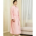 thumbnail image 4 of Previn Men's Ankle Fleece Bath Robe 2025 Plush Bathrobe Chunky Home Fall Long Comfy Billowy Hot Tub Lapel Nightwear Pink Medium-Large, 4 of 5