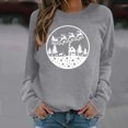 thumbnail image 1 of Nouveaux Hauts d'Été pour Femmes 2023 Chemises Col Rond Manches Longues Hauts Blouse Imprimée Coupe Décontractée Chandail en Molleton Oversize pour Femmes, 1 of 6