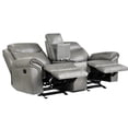 thumbnail image 5 of Pemberly Row Traditional Faux Leather Double Glider Reclining Loveseat in Gray, 5 of 9