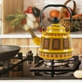 thumbnail image 6 of Fiocias 2.5L Tea Coffee Pot Decorative Chinese Retro Enamel Boil Kettle Bell Antique for Yellow, 6 of 9