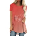 thumbnail image 1 of Birdeem Mode Femmes Mode Manches Courtes Col Rond Imprimé Long T-Shirt Blouse Ample Hauts, 1 of 4