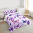 thumbnail image 3 of Homewish Flying Butterflies 3 Pieces Queen Comforter Set for Female Men Adults,Chic Purple Flowers Ultra Soft Bedding Sets,Spring Garden Bedding Comforter Set Breathable,Super Cozy Room Decor, 3 of 8