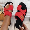 thumbnail image 3 of Women's Mesh Toe Ring Platform Sandals Breathable Non Slip Walking Flip Flops Lightweight Beach Slide Red Size 7, 3 of 5