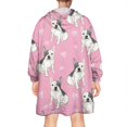 thumbnail image 2 of Pink French Bulldog Love Heart Wearable Oversized Blanket,Wearable Blanket Hoodie for Adults,Cozy Hooded Blankets with Super Pockets,Super Warm Fuzzy Pullover for Women & Men, 2 of 6