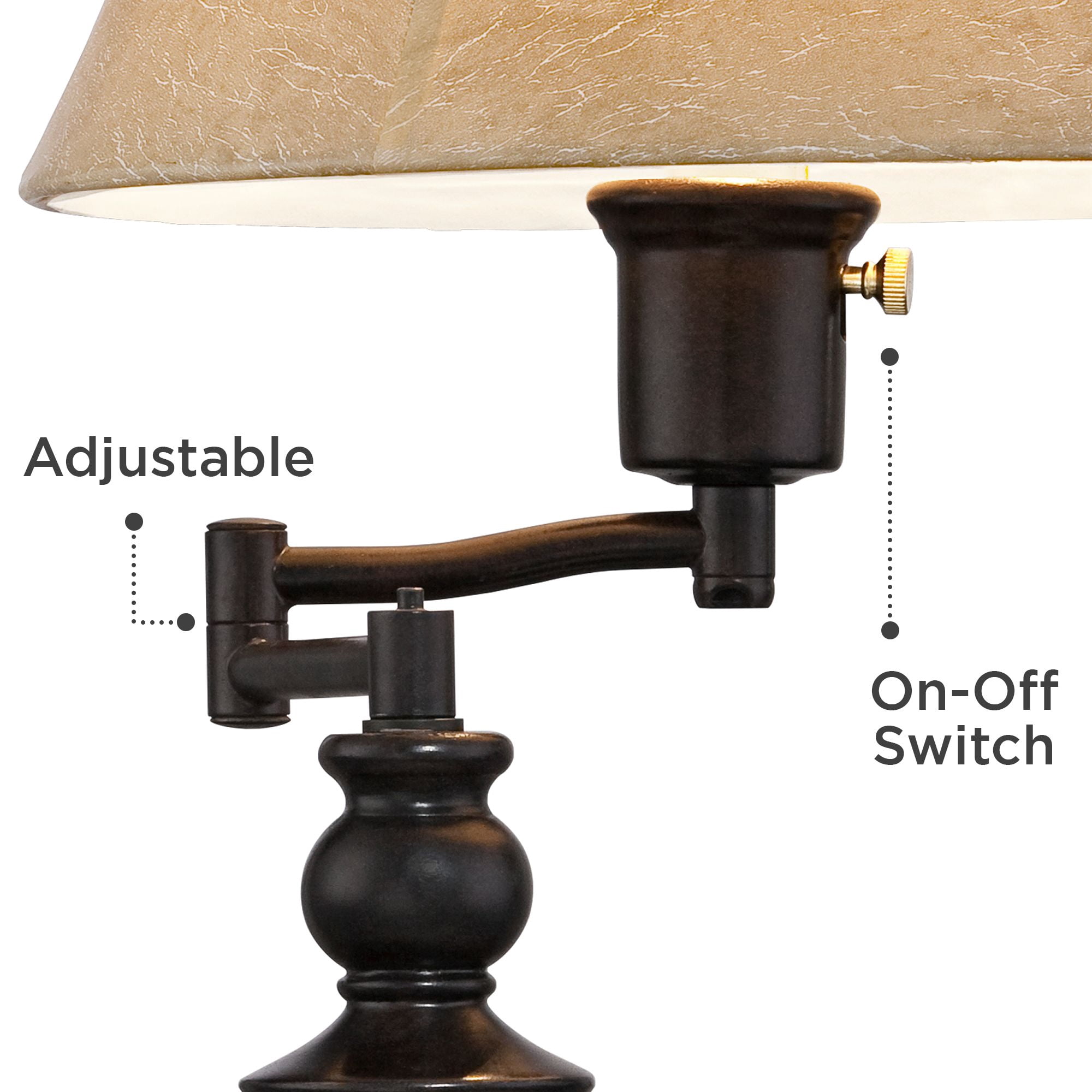 Regency Hill Traditional Desk Table Lamp Swing Arm with Hotel Style USB Charging Port 21.75" High Bronze Metal Faux Leather Bell Shade for Bedroom