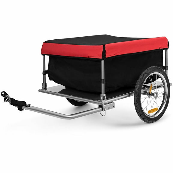 ERTWER Bike Cargo Trailer - 500D Oxford Cloth Cover, 88lbs Capacity, Foldable Bicycle Trailer with 16" Wheels (Red Black)