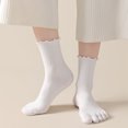 thumbnail image 4 of JUUNthy Toe Socks for Womens, Stretch Comfort Breathable Ruffles Mid Cut Casual Five Finger Crew Socks Pink, 4 of 12