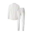 thumbnail image 5 of Men's Spring Fall 2-Piece Set, Casual Collar Long Sleeve Shirt and Long Pants, Smart Casual Office Outfit For Business and Daily Wear,White,L, 5 of 6