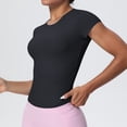 thumbnail image 2 of Lmnyox Women's Athletic Shirts Slim Stretchy Workout Tops Lightweight Breathable Short Sleeve V Neck Sport Tee Shirt, 2 of 9