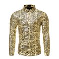 thumbnail image 1 of Unique Bargains Big & Tall Men's Leopard Print Button Down Long Sleeve Shirt, 1 of 6