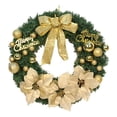 thumbnail image 2 of Corona de Navidad de 40 cm con bolas, adornos de lazo, corona para Año Nuevo, ventana de vacaciones, decoración colgante de centro comercial Dorado Colco Guirnalda de puerta, 2 of 7