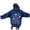 Blue, variant on Women Casual Hooded Sweatshirt With Pocket Comfortable Pullover World Print Design Jeans For Spring Fall Daily Wear Gray S