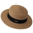 thumbnail image 2 of UTSJKR Womens Classic Wide Brim Fedora Hat with Thin Leather Tag Band for Daily Downtown Commute Coastal Road Trip Garden Party Wrinkle Resistant Travel Hat Brown, 2 of 6