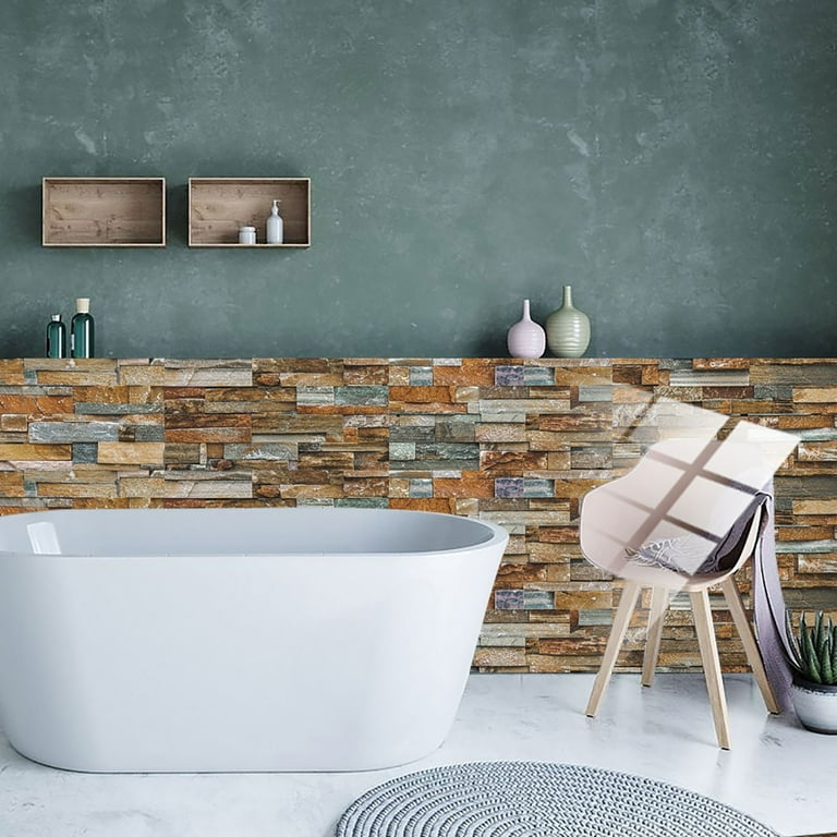 DIY Kitchen Bathroom Bathroom Simulation Wall Tile Waterproof Wallpaper, Peel and Stick Tile Backsplash Wall Tiles 8