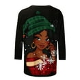 thumbnail image 4 of Women's Christmas Sweatshirts Crew Neck Pullover Sweater Blouses 3/4 Sleeve Tops Xmas Graphic Santa Claus Print Blouse Top Causal Dressy Xmas Holiday Top, 4 of 5
