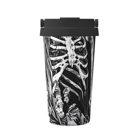 

Sikiie Gothic Skull Floral Art Coffee Mug Pobtable To Stainless Steel Coffee Tumbler Coffee Cups with Lids Thermos for Hot and Cold Drink