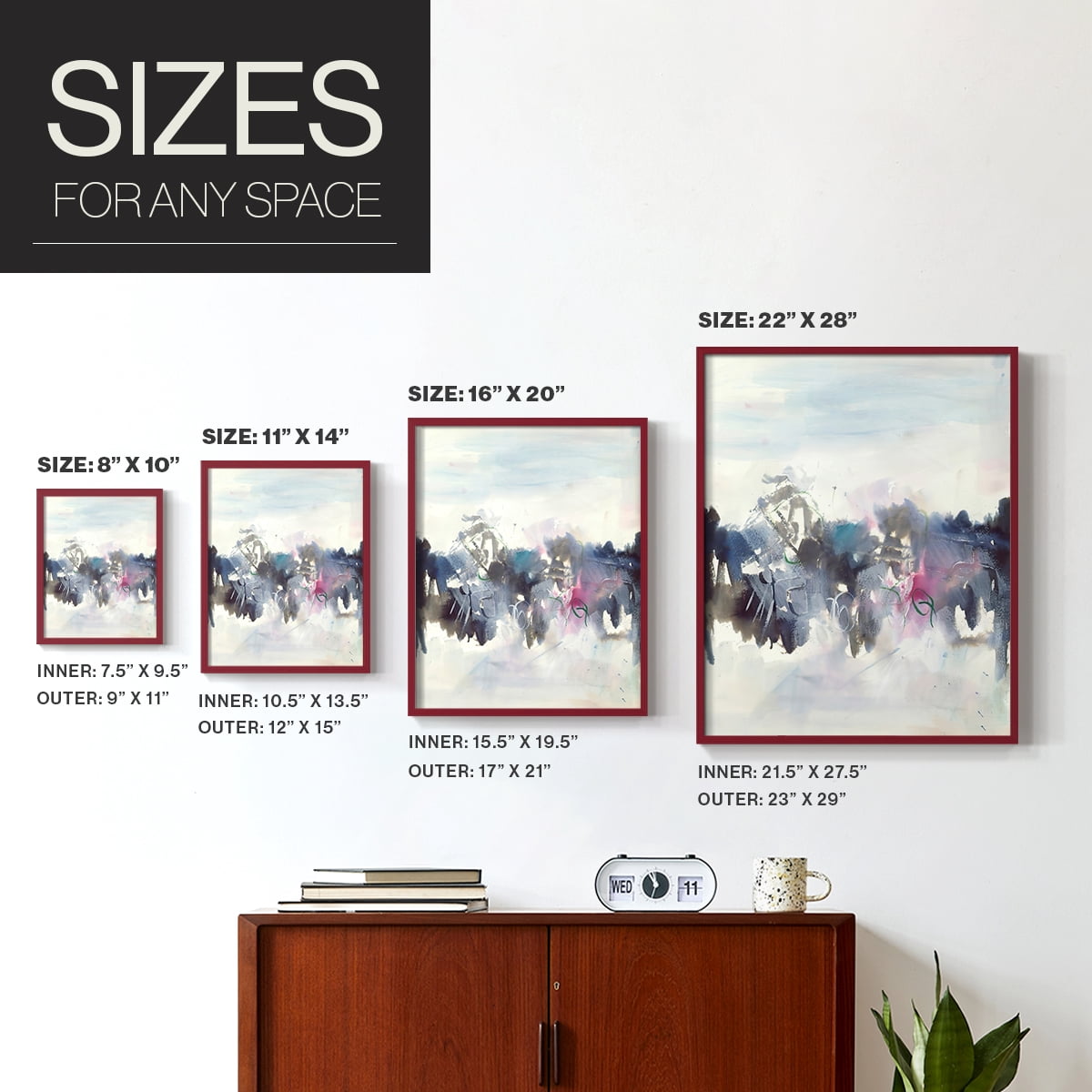 Birds II Framed Print in Red Solid Wood Framed Print No Nail Hanging