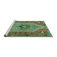 thumbnail image 2 of Ahgly Company Machine Washable Indoor Square Persian Turquoise Blue Traditional Area Rugs, 7' Square, 2 of 4