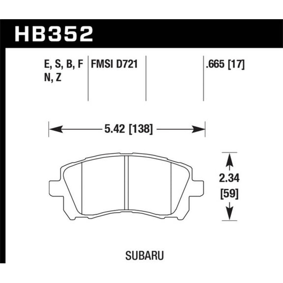 Hawk 1998-2/2002 Subaru Forester L (w/Rear Drum Brakes) High Perf. Street 5.0 Front Brake Pads