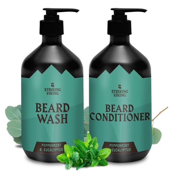 Striking Viking Beard Shampoo & Conditioner Peppermint Eucalyptus Beard Wash System