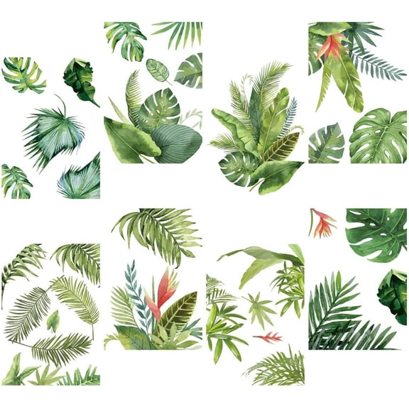 Tropical Leaf Wall Decals Tortoise Fern Leaves Window Clings Wall Decor Stickers PVC Vinyl Peel and Stick