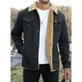 thumbnail image 6 of Men's Winter Trucker Jacket Thick Thermal Cotton Warm Fleece Lined Coat with Flap Pockets, 6 of 8