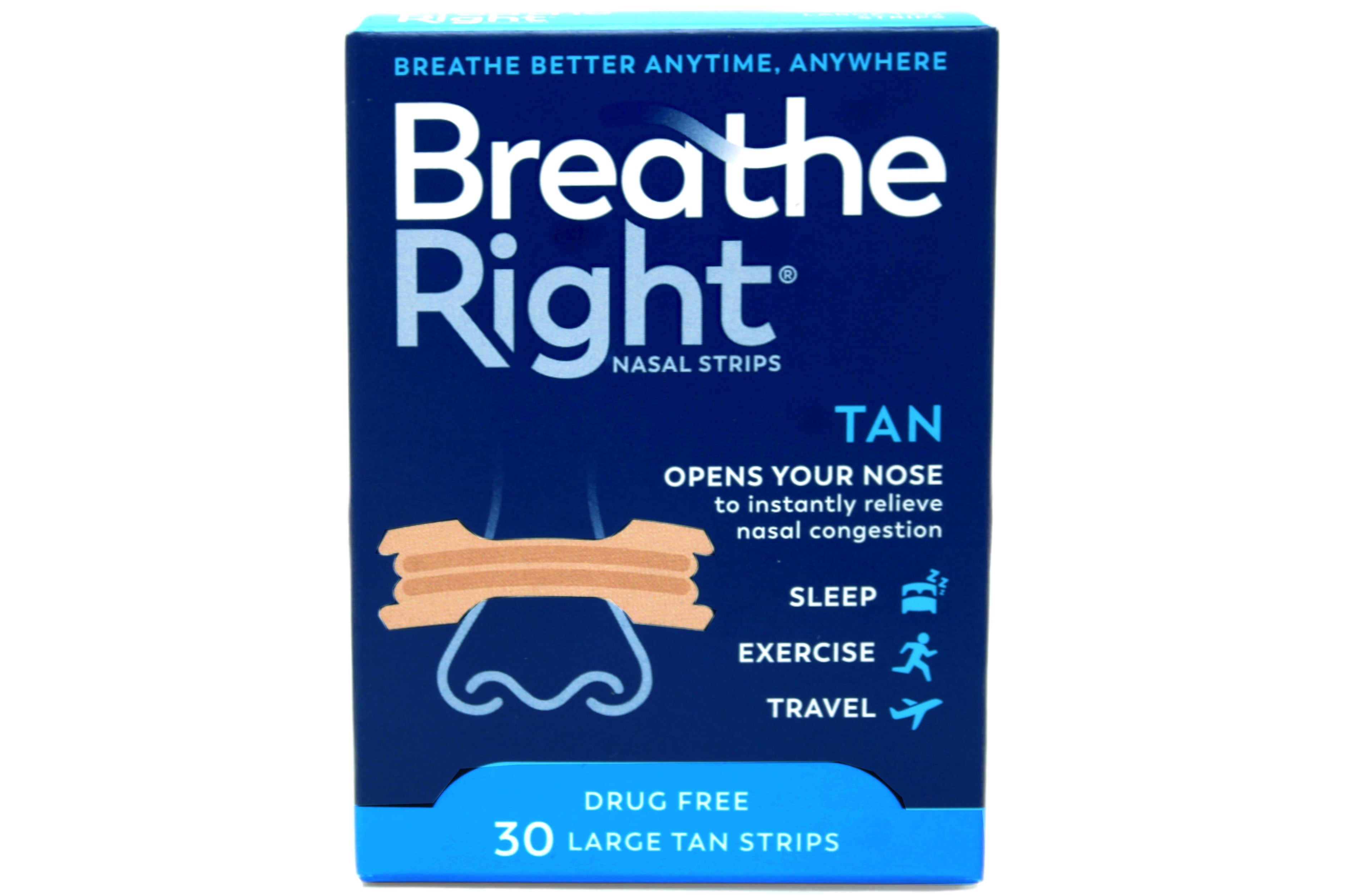 Breathe Right Nasal Strips Original Tan Large 30 Each (Pack of 4)