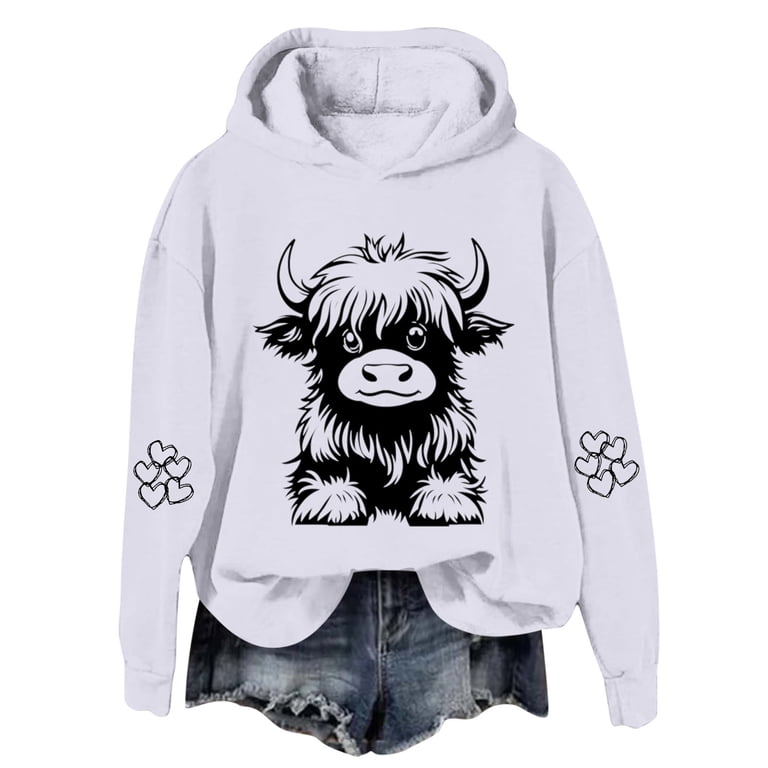 oneforus Highland Cow 3D Gedrukt Lange Mouw Sweatshirts voor Vrouwen oneforus Highland Cow 3D Gedrukt Lange Mouw Sweatshirts voor Vrouwen