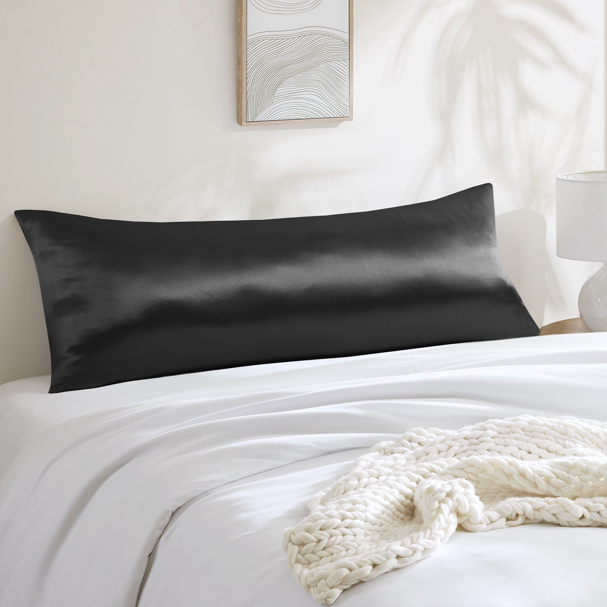 Mainstays Satin Pillowcase – Standard – Classic Black – Frizz Control & Cooling Comfort – 1 Pack
