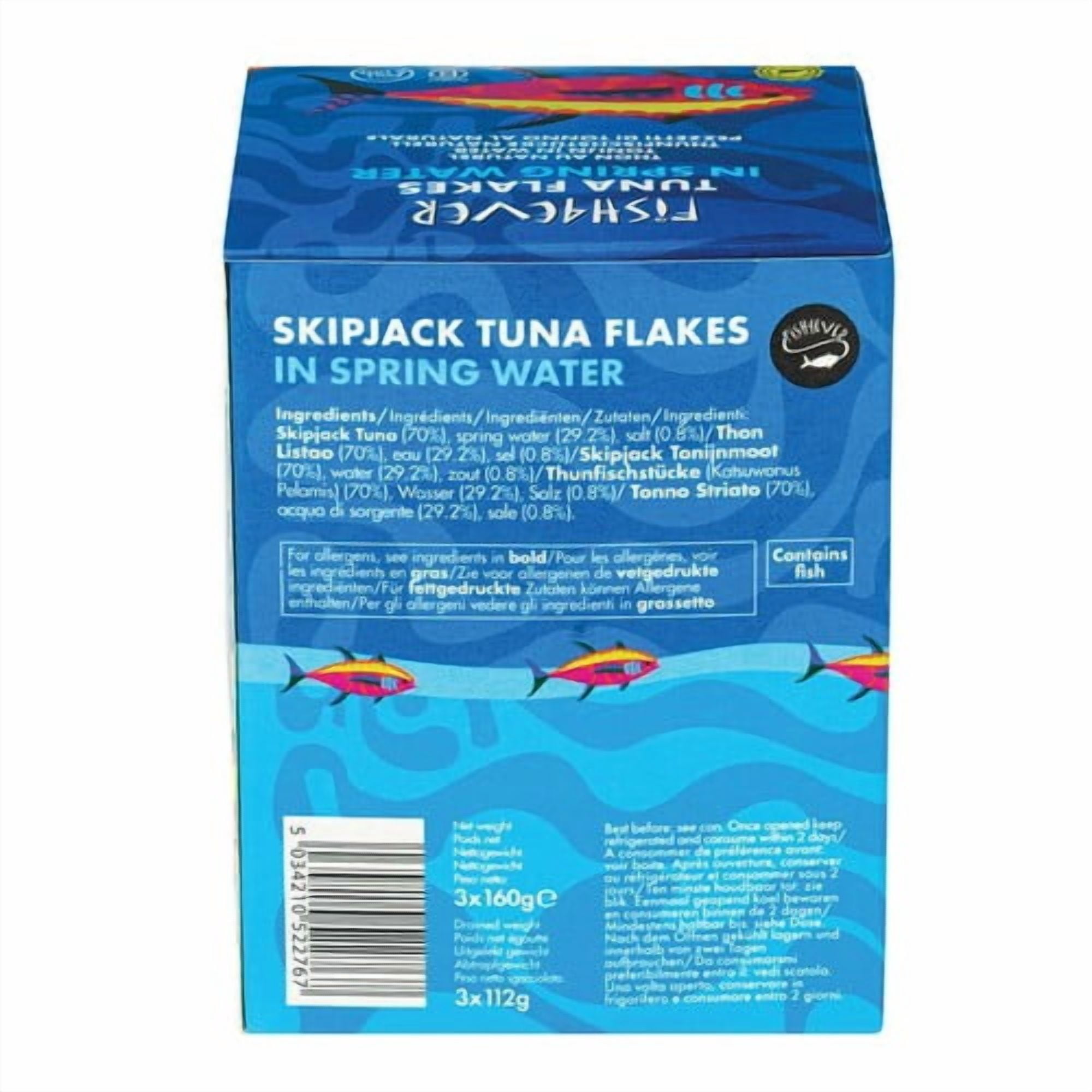 Fish 4 Ever Azores Skipjack Tuna Flakes in Spring Water 3 x 160g, British Import (Pack of 3)