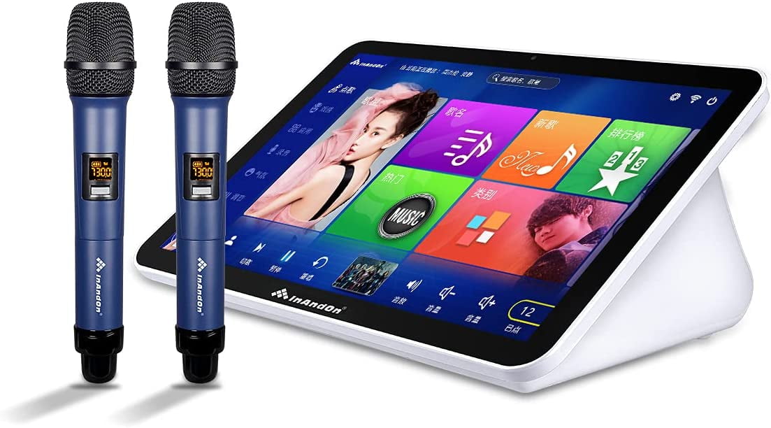 21.5 Capacitive Touch Screen with 2 Professional Wireless Microphone 2021 InAndOn KV-V5 Max Karaoke Player 4T KV-V5 Max+4T+21.5 Touch Screen+2 Microphones 