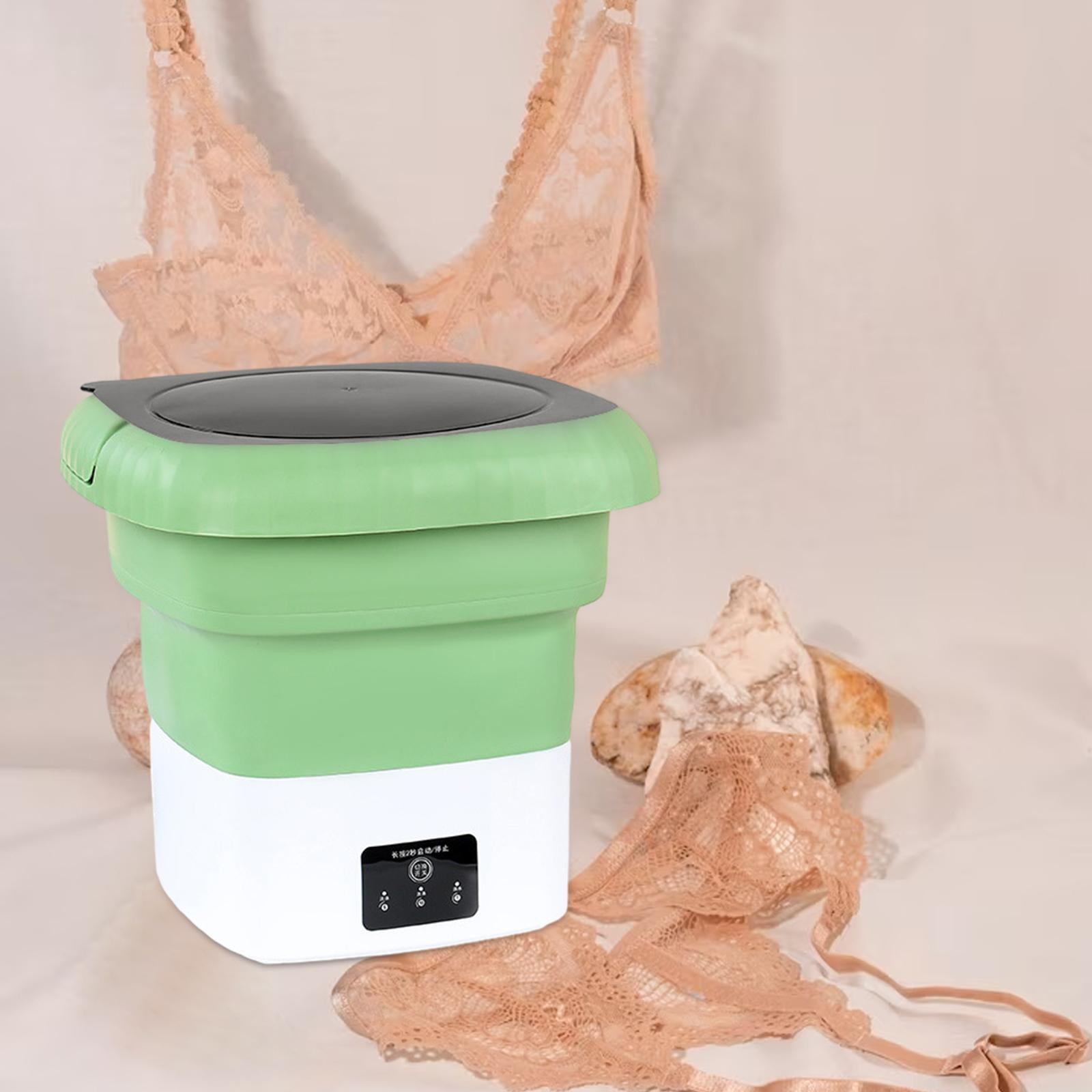 Portable Washing Machine Deep Cleaning Collapsible Bucket Washer Folding Washing Machine for Travel Ties Socks Green