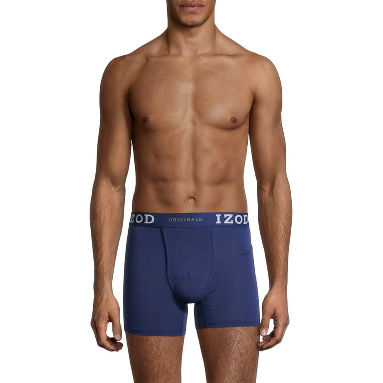 IZOD Men's Mid Thigh Boxer Brief Underwear, 3-Pack, 5.5 