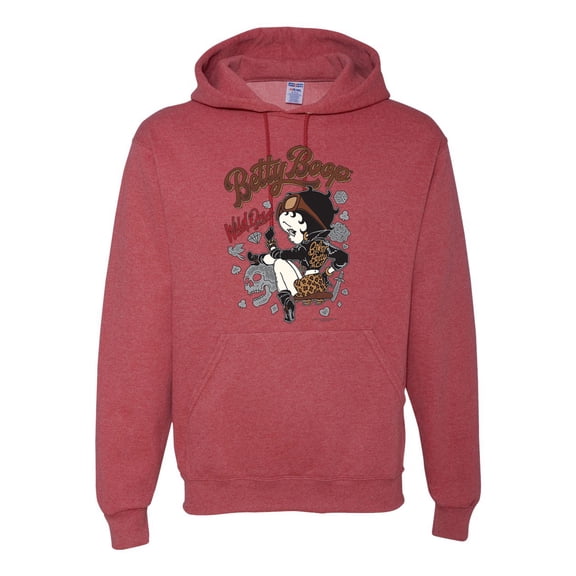 Wild Bobby, Biker Betty Boop Wild One MC Motorcycle Betty Boop Unisex Hoodie Sweatshirt, Vintage Heather Red, Medium