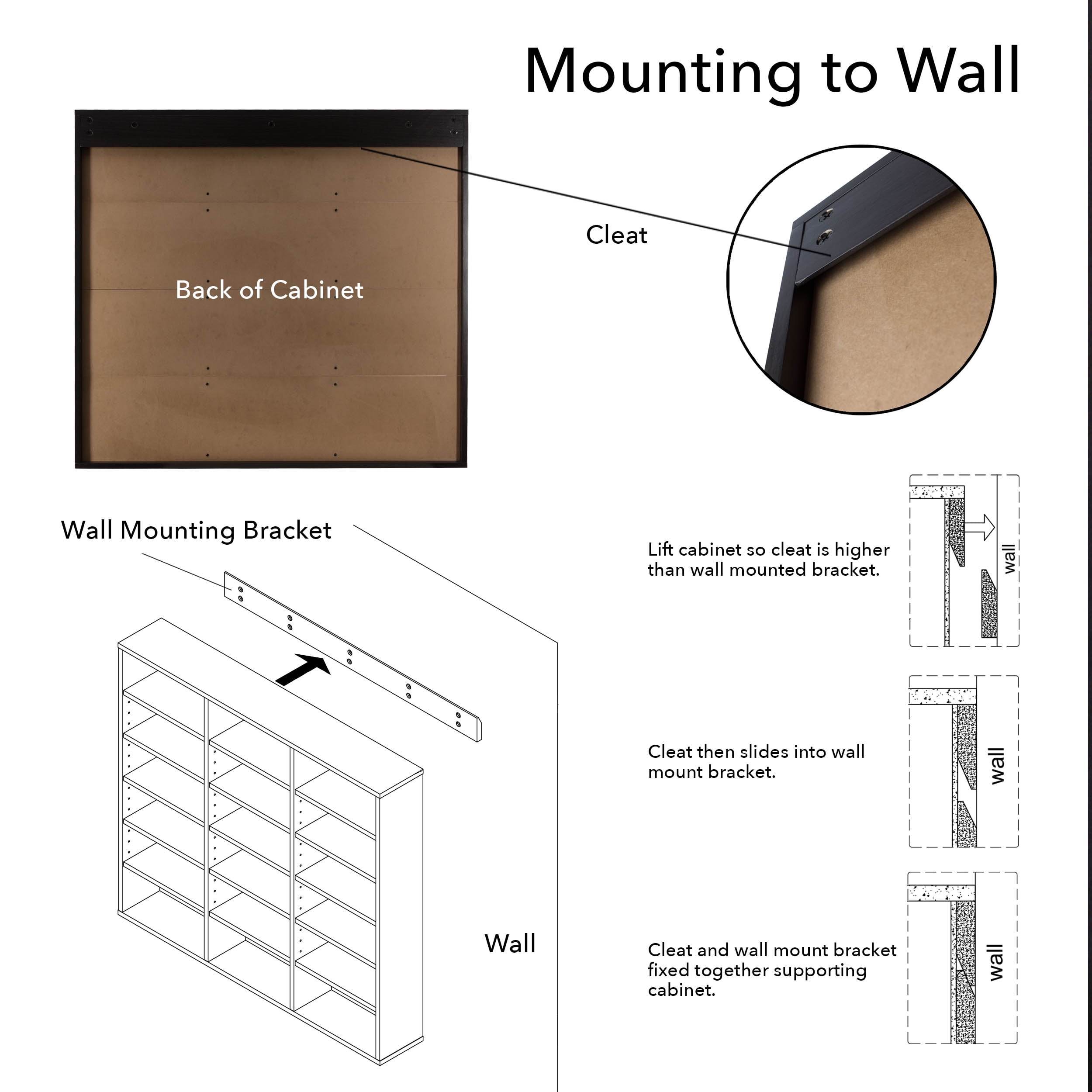 252 DVDs, 540 CDs Atlantic 36x40 Oskar Wall Mounted Adjustable Wood Media Storage Shelf Espresso