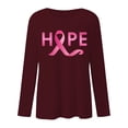 thumbnail image 3 of MKLEKYY Hauts Ajustés pour Femmes T-Shirt à Manches Longues Imprimé Mois de la Prévention du Cancer Col Rond Décontracté pour Femmes, 3 of 3