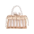 thumbnail image 4 of Bolsa de hombro de cesta pequeña con cordón de cadena de perlas de encaje tejido de ratán Retro para mujer Tmvgtek Para Estrenar, 4 of 9