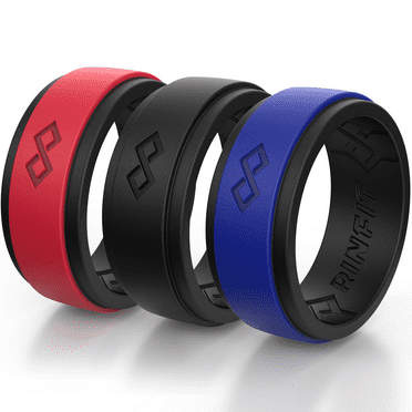 PULLIMORE Fashion Jewellery, Men's Silicone Rings, Wedding Bands, Size 9, Durable Sports & Exercise Use
