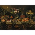 thumbnail image 2 of Master Of The Hartford Still Life 24x18 Black Ornate Framed Double Matted Museum Art Print Titled: A Draped Table Laden with Fruit and Flowers in a Glass Vase, 2 of 5