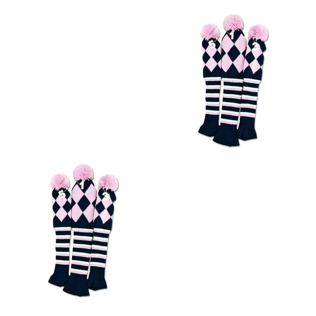 Sonducket Paquete de 3 fundas de punto para palos de golf, decoración, fundas protectoras portátiles para ejercicio, suministros para 1, 3, 5 palos, Type1 NO1 Sonducket CBP214034