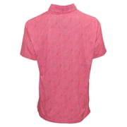 Ashworth Golf Mens Soft Paisley Polo Shirt - Moisture Wicking, Medium Azalea -