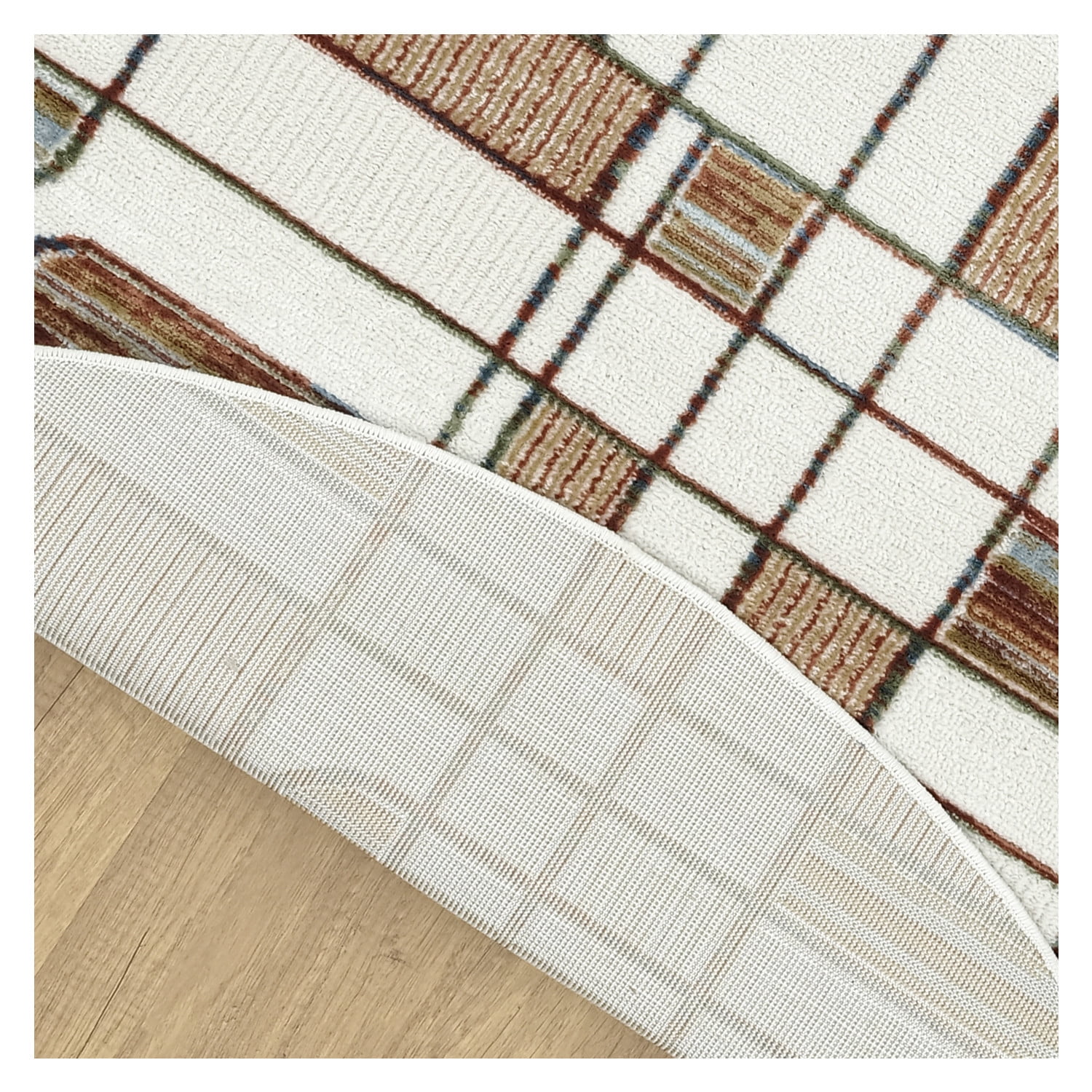 Nourison Nordic 8' x Round Ivory Rust Mid-Century Modern Indoor Rug