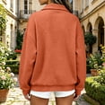 thumbnail image 4 of Plus Size Waffle Full Zip Up Sweatshirt Women No Hood - Oversized Loose Casual Long Sleeve Collared Jacket 2026 Fall Winter Clothes, Orange, XXL, 4 of 5